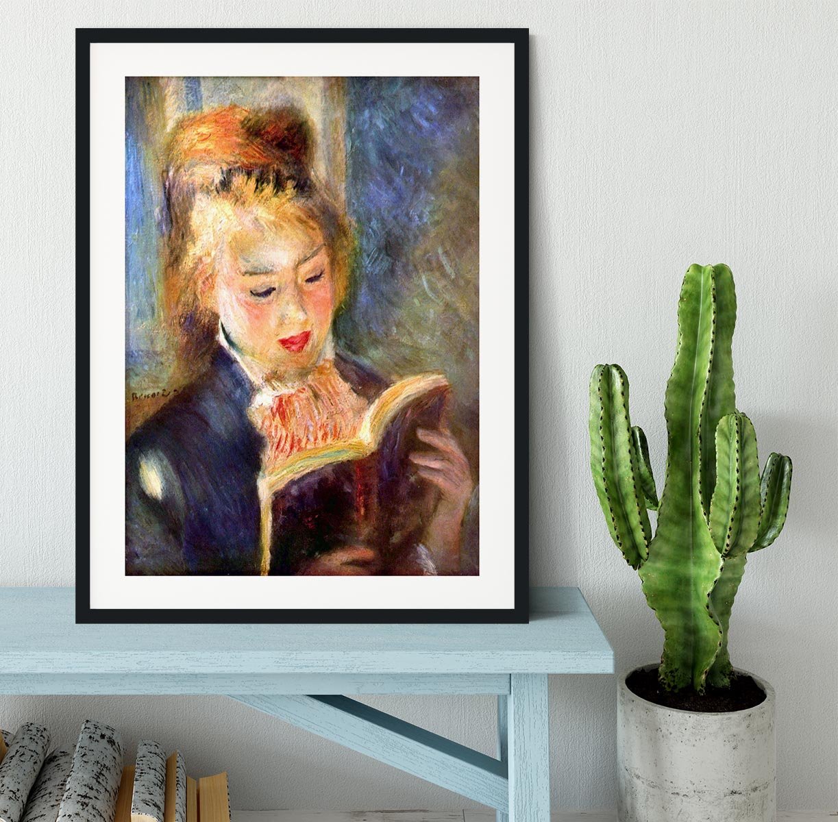A reading girl1 by Renoir Framed Print - Canvas Art Rocks - 1
