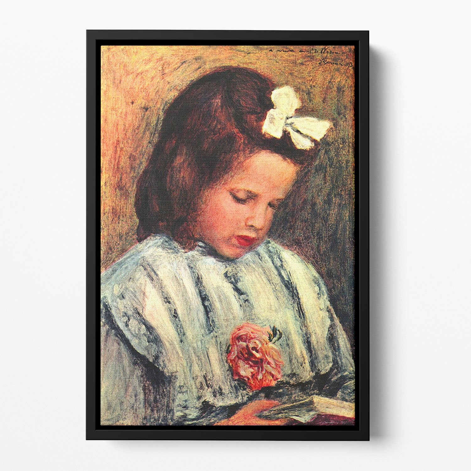 A reading girl by Renoir Floating Framed Canvas