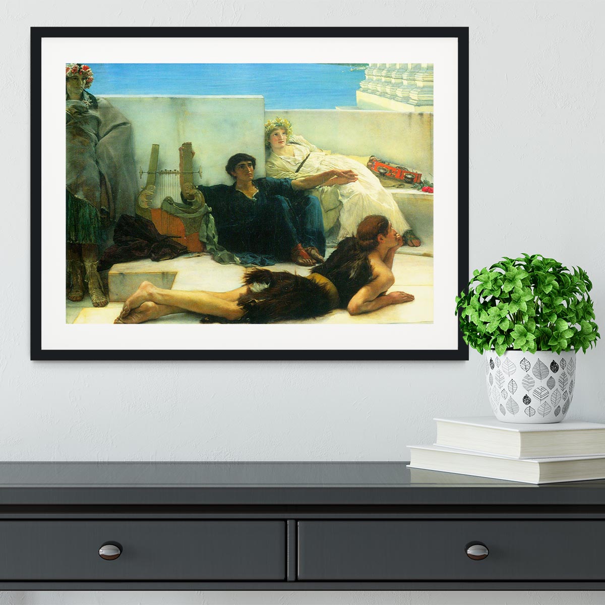 A reading of Homer detail 1 by Alma Tadema Framed Print - Canvas Art Rocks - 1