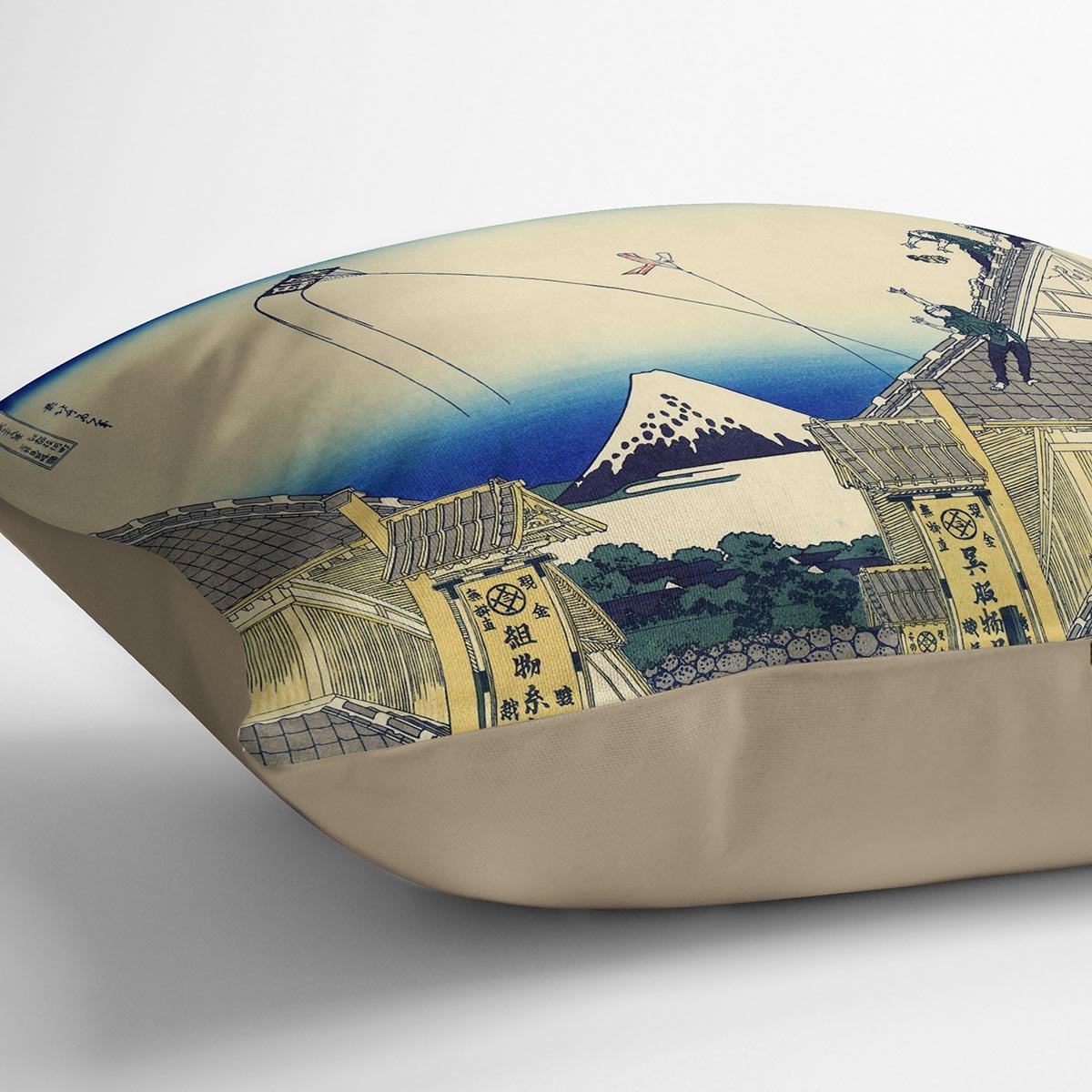 A sketch of the Mitsui shop by Hokusai Throw Pillow