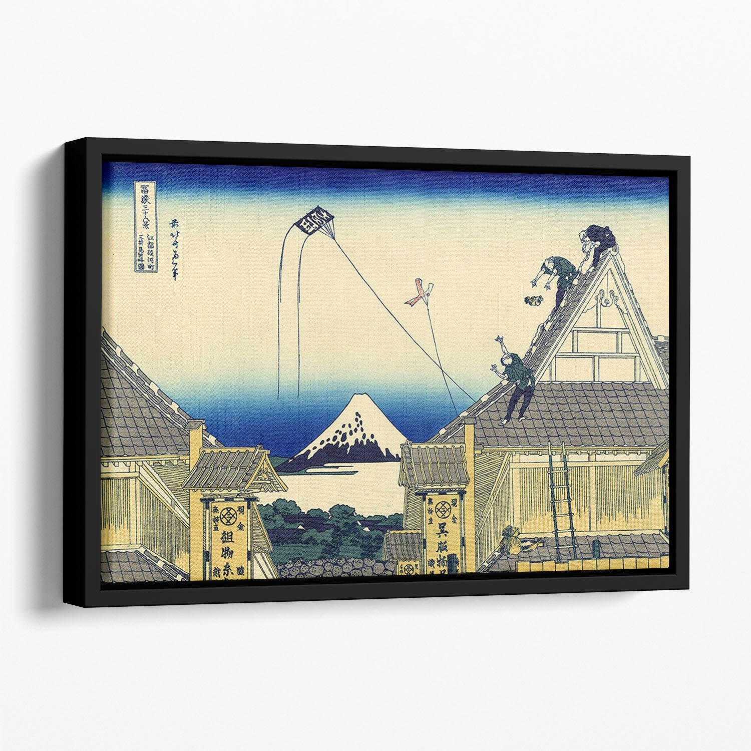 A sketch of the Mitsui shop by Hokusai Floating Framed Canvas