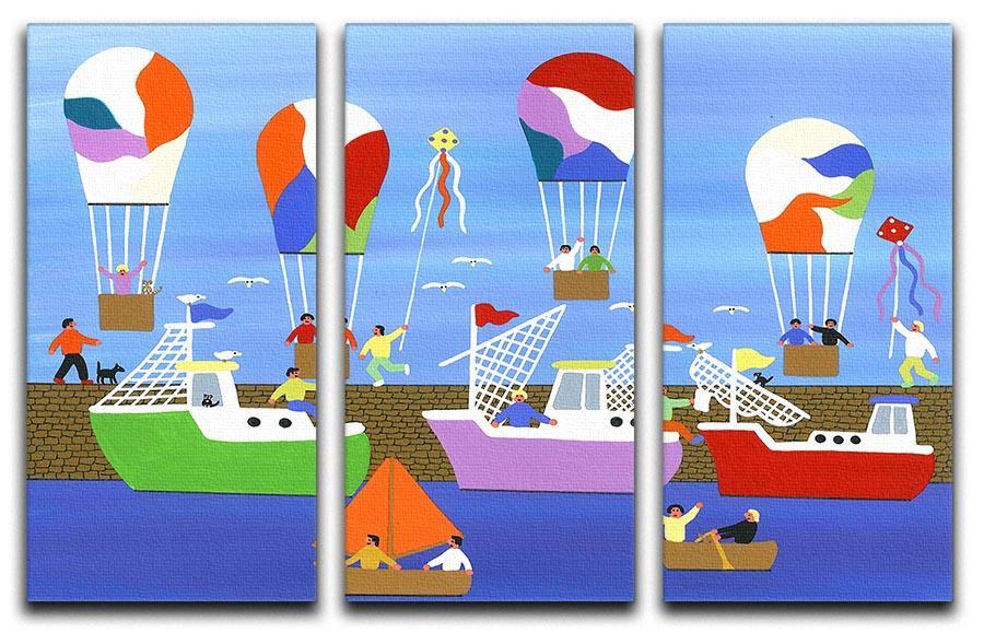 A summers day at the harbour by Gordon Barker 3 Split Panel Canvas Print - Canvas Art Rocks - 1