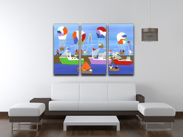 A summers day at the harbour by Gordon Barker 3 Split Panel Canvas Print - Canvas Art Rocks - 3