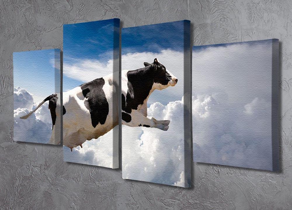 A super cow flying over clouds 4 Split Panel Canvas - Canvas Art Rocks - 2
