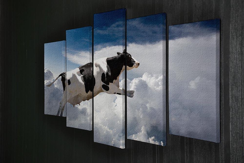 A super cow flying over clouds 5 Split Panel Canvas - Canvas Art Rocks - 2