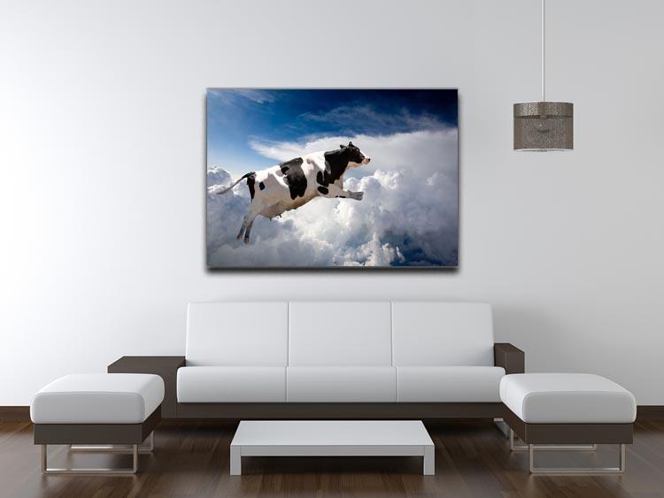 A super cow flying over clouds Canvas Print or Poster - Canvas Art Rocks - 4