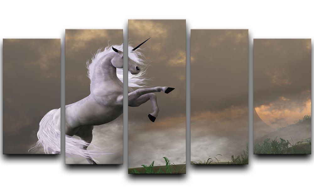 A unicorn stag asserts its power 5 Split Panel Canvas  - Canvas Art Rocks - 1