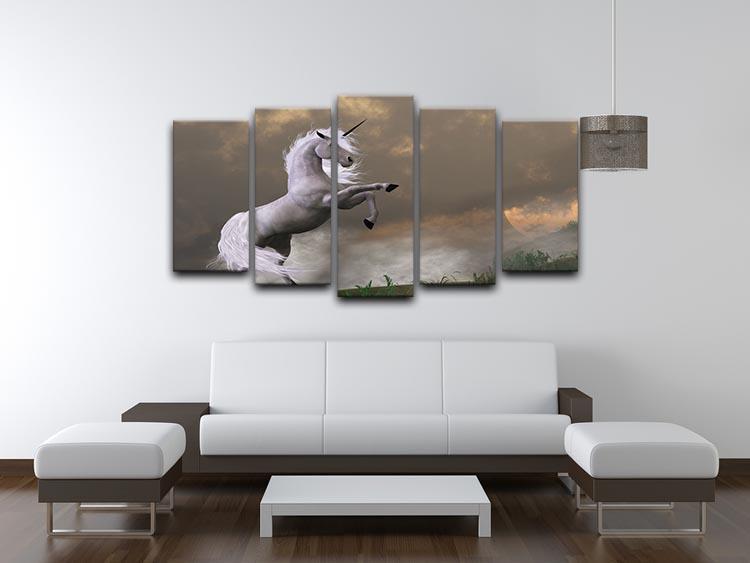 A unicorn stag asserts its power 5 Split Panel Canvas  - Canvas Art Rocks - 3
