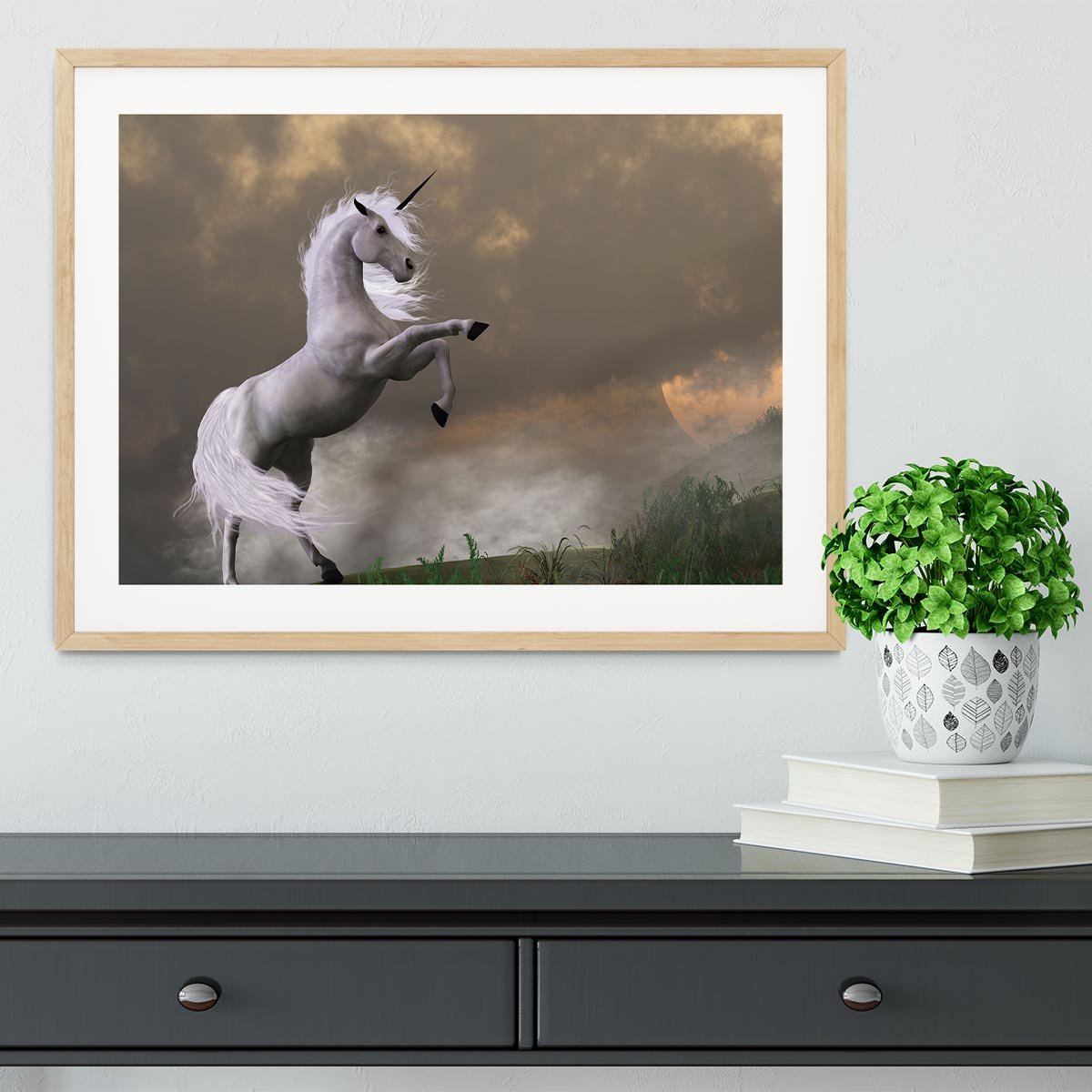 A unicorn stag asserts its power Framed Print - Canvas Art Rocks - 3