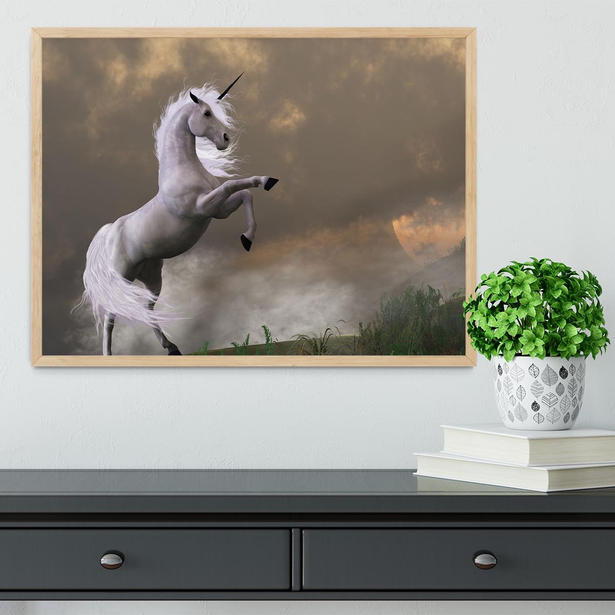 A unicorn stag asserts its power Framed Print - Canvas Art Rocks - 4