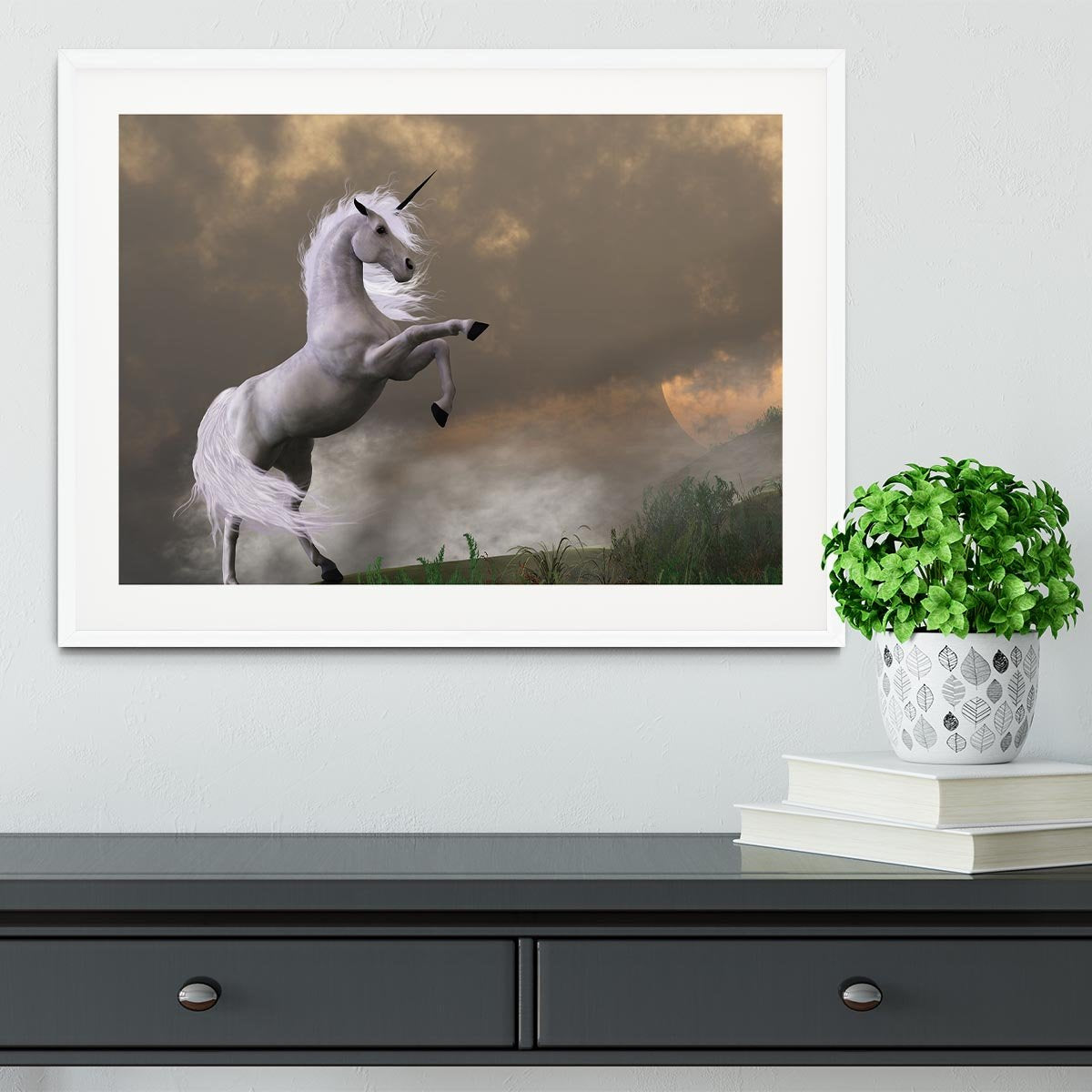 A unicorn stag asserts its power Framed Print - Canvas Art Rocks - 5
