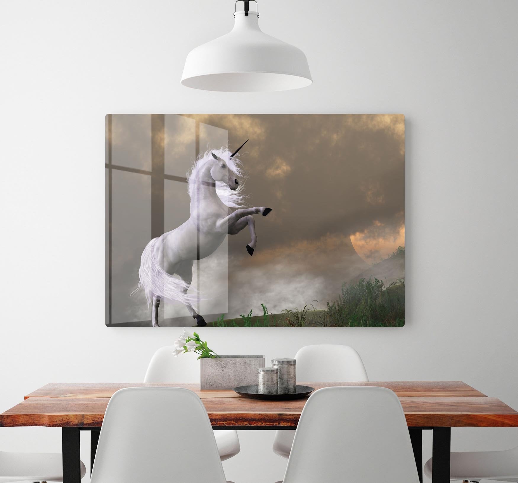 A unicorn stag asserts its power HD Metal Print