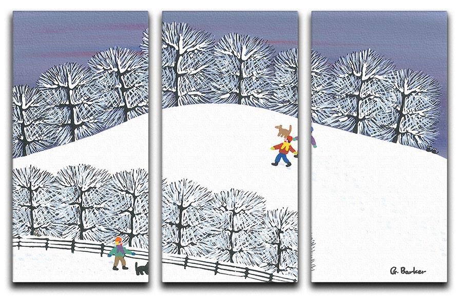A walk in the snow by Gordon Barker 3 Split Panel Canvas Print - Canvas Art Rocks - 1
