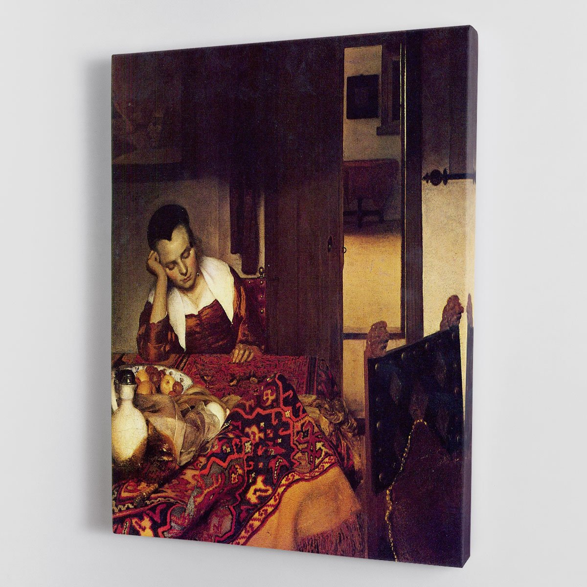 A woman asleep by Vermeer Canvas Print or Poster