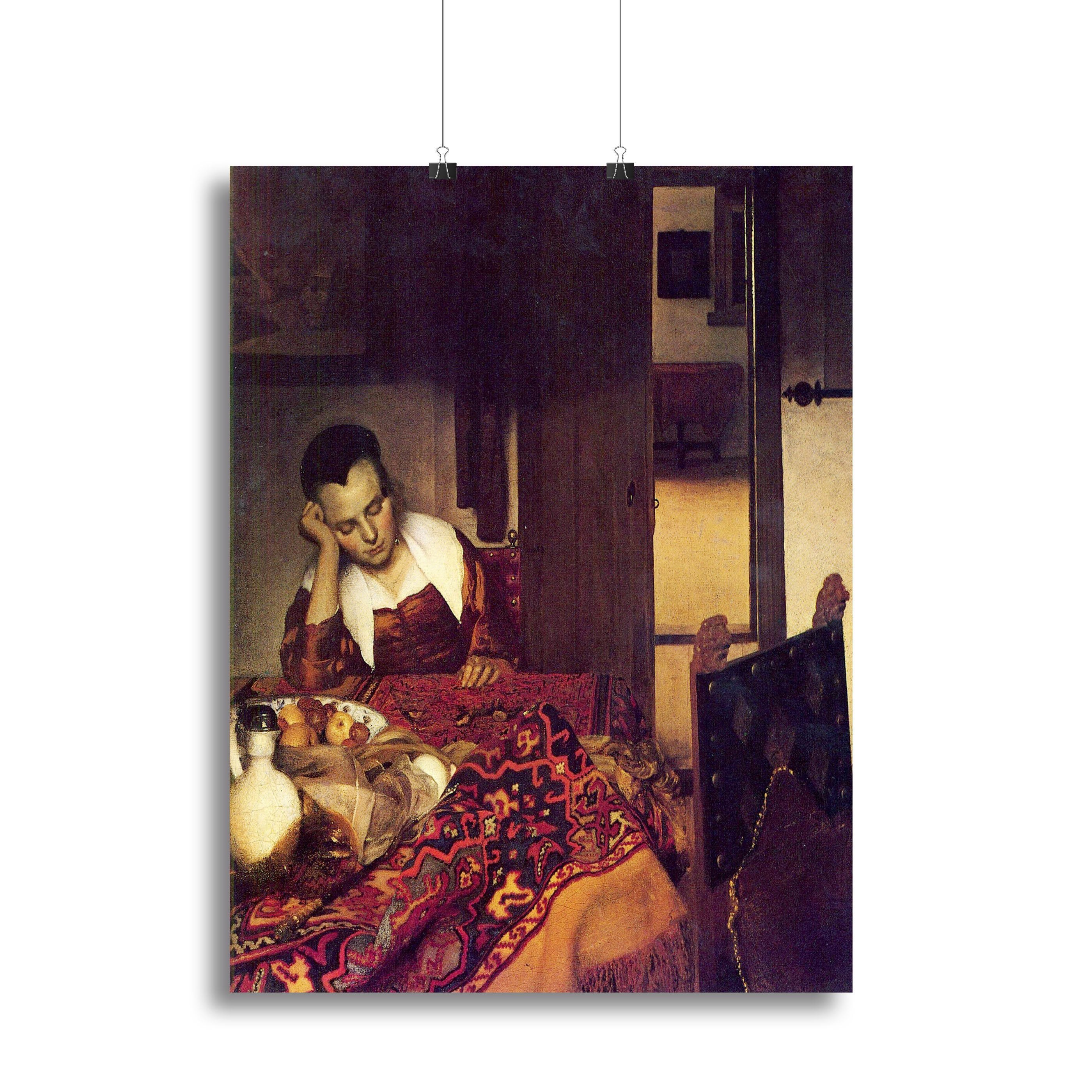 A woman asleep by Vermeer Canvas Print or Poster