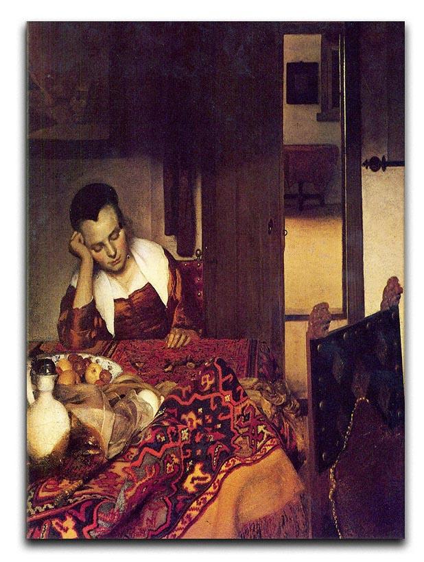 A woman asleep by Vermeer Canvas Print or Poster - Canvas Art Rocks - 1