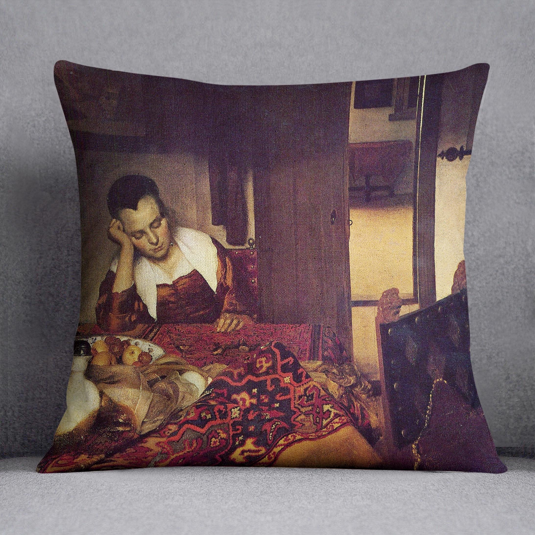 A woman asleep by Vermeer Cushion