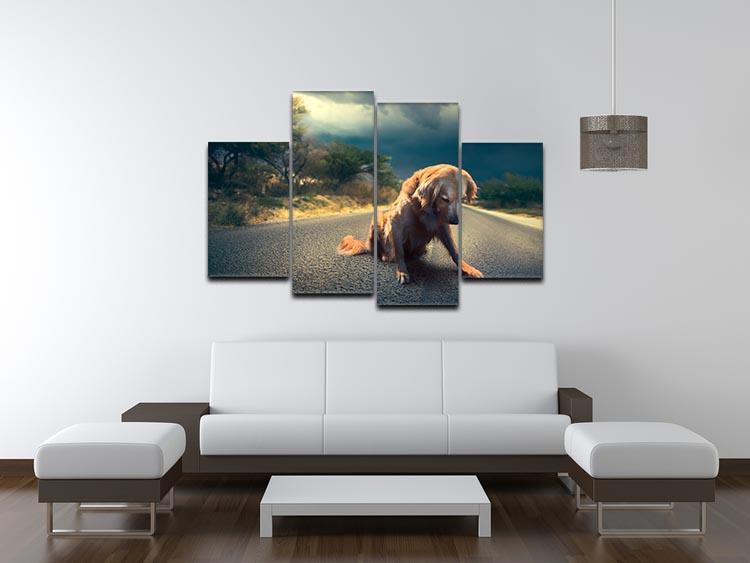 Abandoned dog in the middle of the road 4 Split Panel Canvas - Canvas Art Rocks - 3