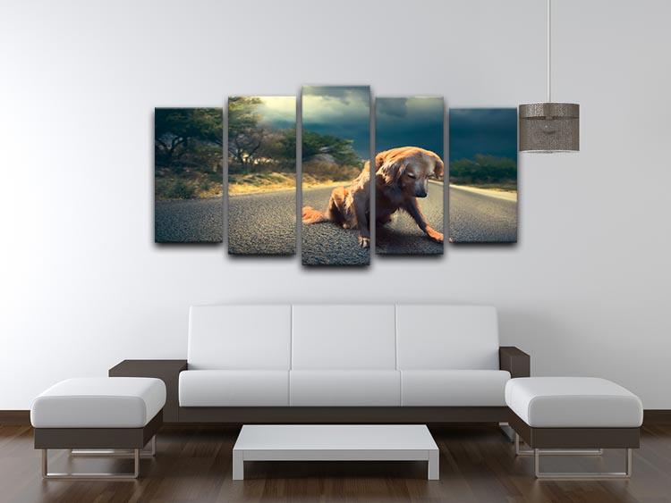 Abandoned dog in the middle of the road 5 Split Panel Canvas - Canvas Art Rocks - 3