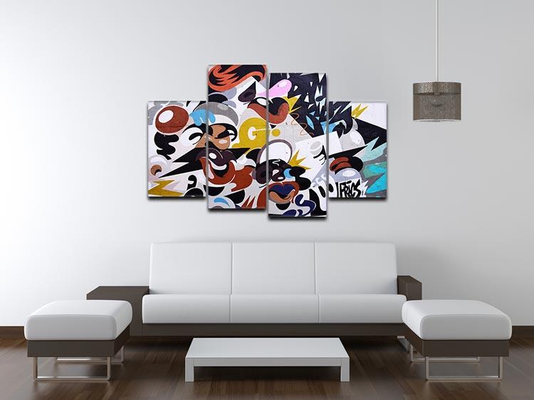 Abstract Graffiti 4 Split Panel Canvas - Canvas Art Rocks - 3