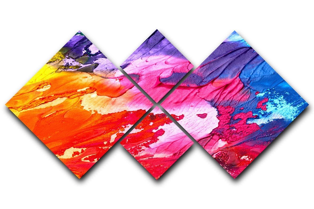 Multicolored Abstract Painting 4 Square Multi Panel Canvas