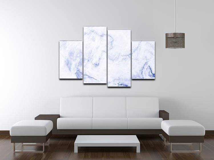 Abstract blue marble patterned 4 Split Panel Canvas  - Canvas Art Rocks - 3