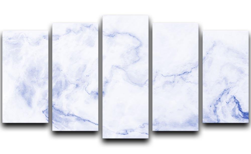 Abstract blue marble patterned 5 Split Panel Canvas  - Canvas Art Rocks - 1