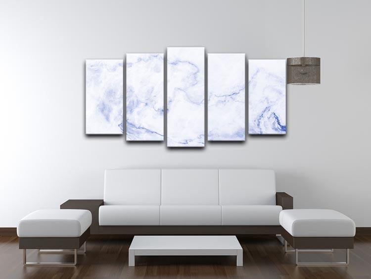 Abstract blue marble patterned 5 Split Panel Canvas  - Canvas Art Rocks - 3