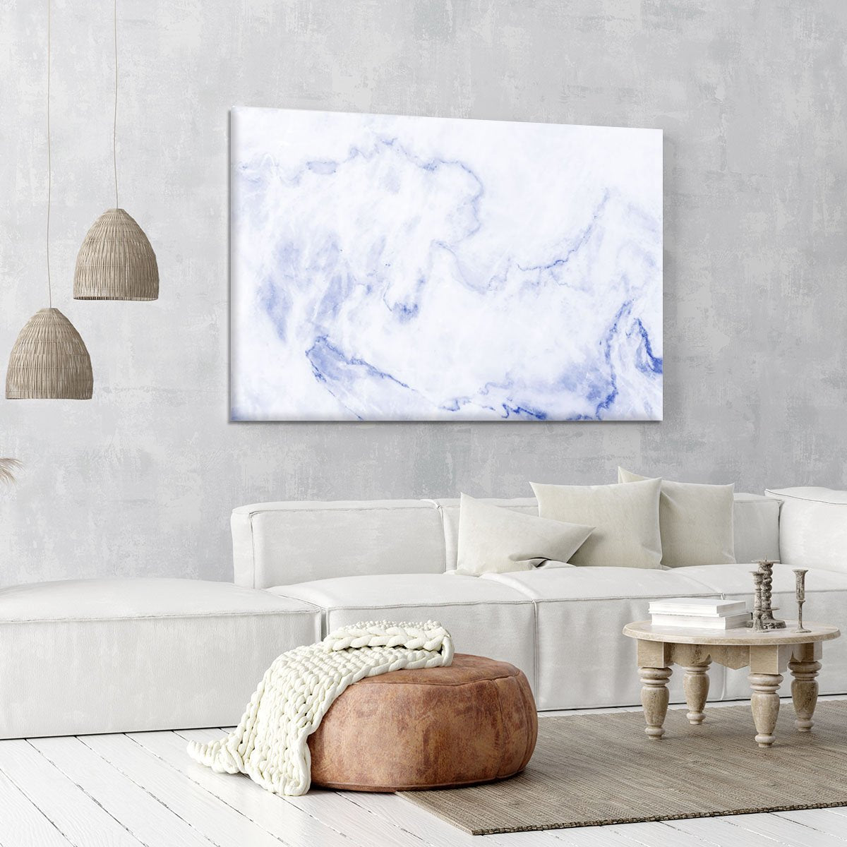 Abstract blue marble patterned Canvas Print or Poster