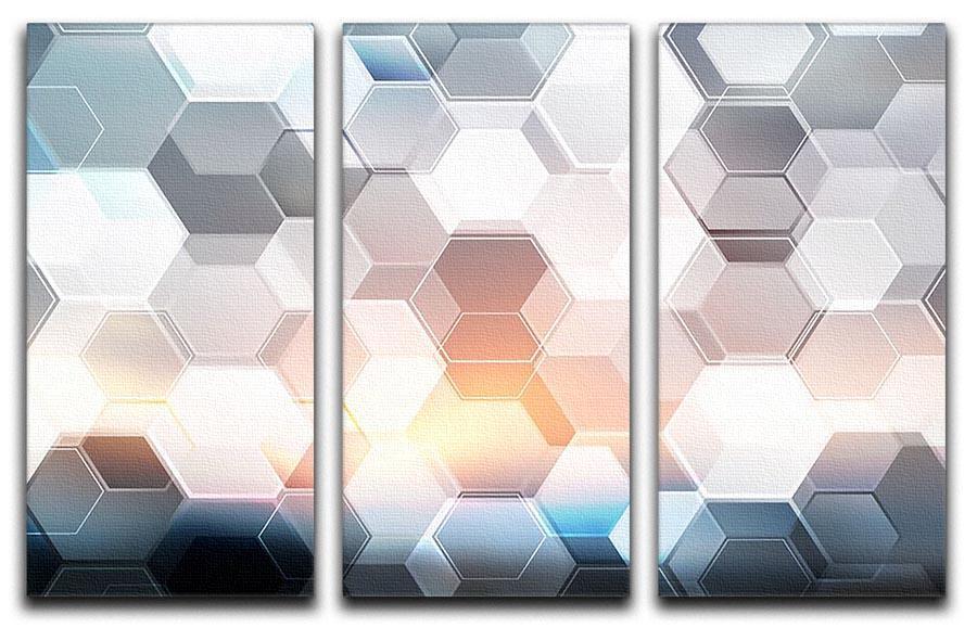 Abstract modern tech hexagon 3 Split Panel Canvas Print - Canvas Art Rocks - 1