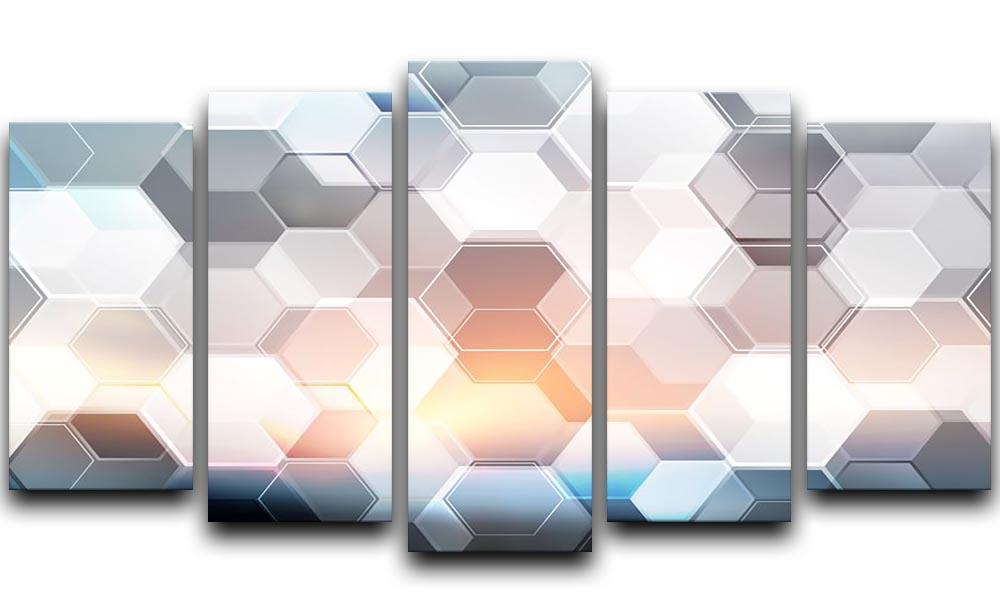 Abstract modern tech hexagon 5 Split Panel Canvas  - Canvas Art Rocks - 1