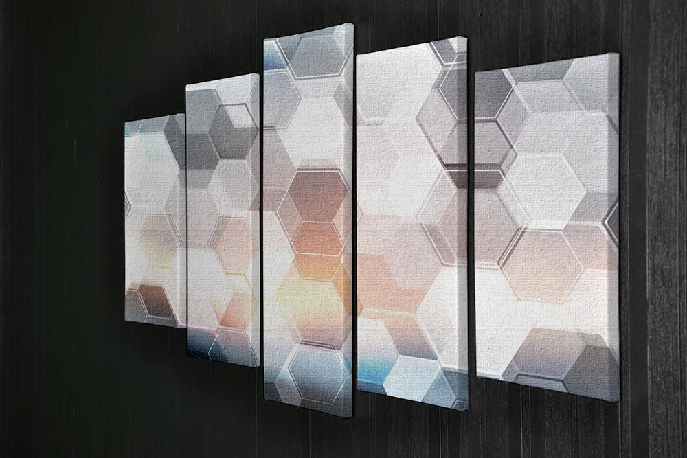 Abstract modern tech hexagon 5 Split Panel Canvas  - Canvas Art Rocks - 2