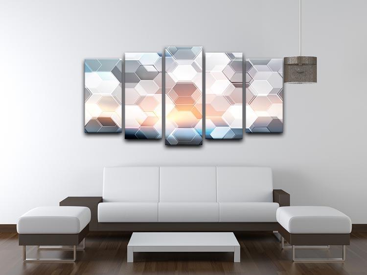 Abstract modern tech hexagon 5 Split Panel Canvas  - Canvas Art Rocks - 3