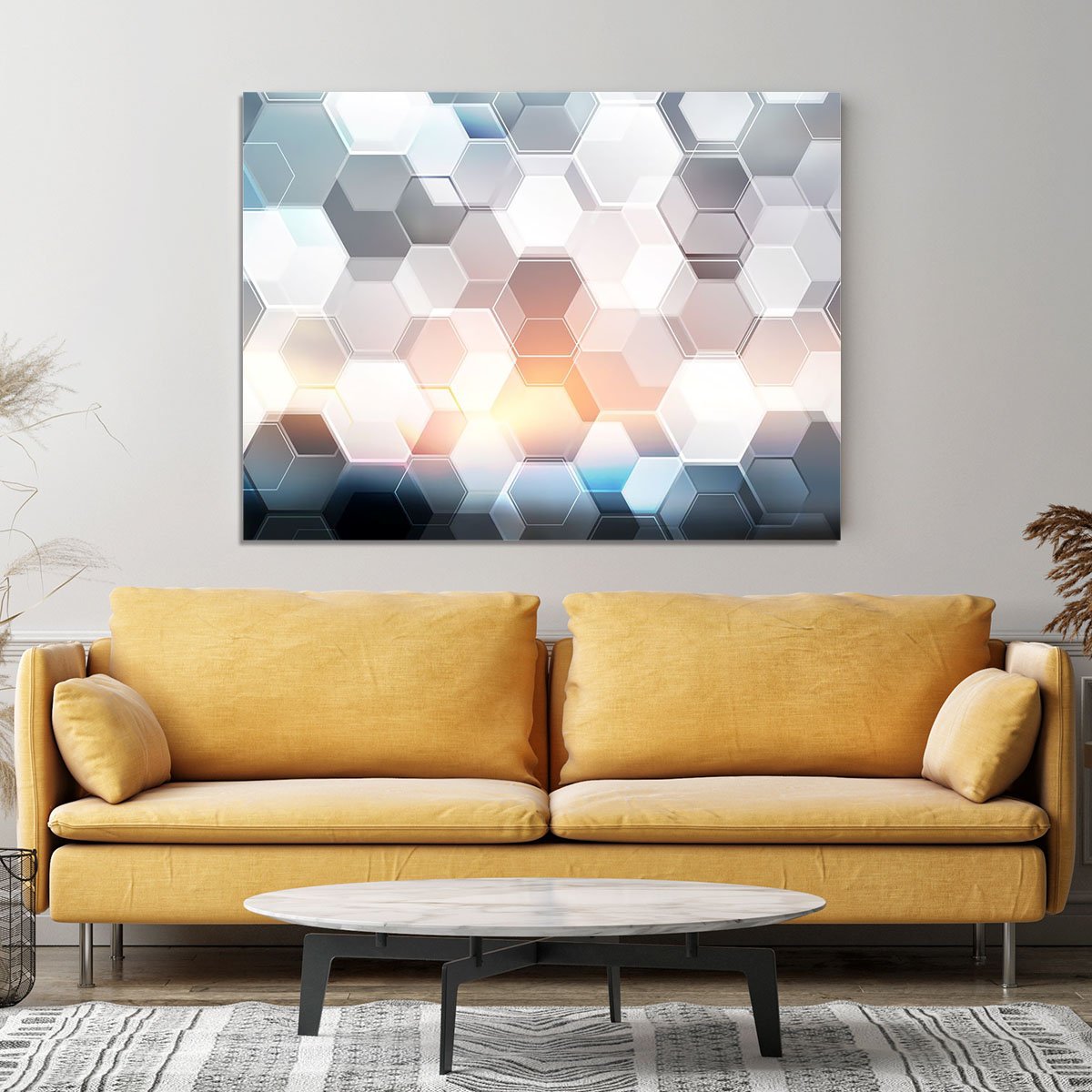 Abstract modern tech hexagon Canvas Print or Poster