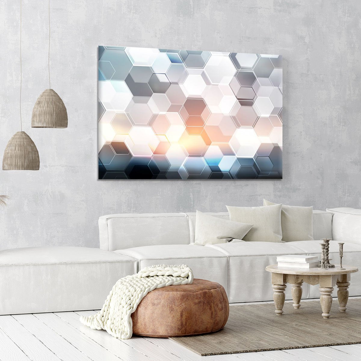 Abstract modern tech hexagon Canvas Print or Poster