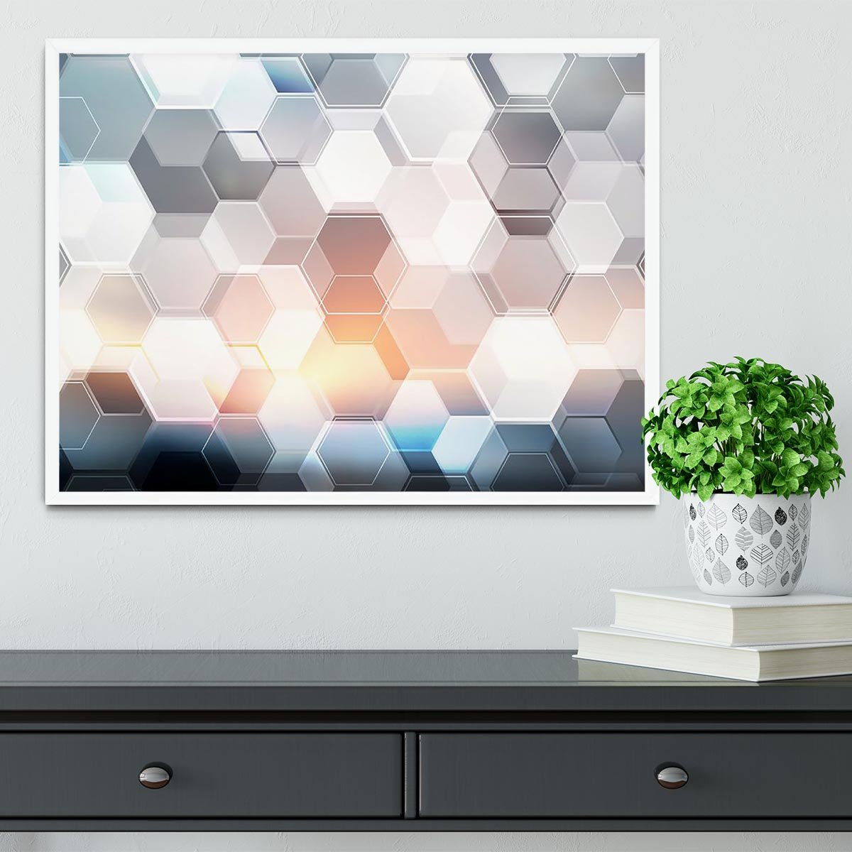 Abstract modern tech hexagon Framed Print - Canvas Art Rocks -6