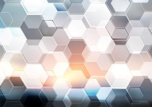 Abstract modern tech hexagon Wall Mural Wallpaper - Canvas Art Rocks - 1