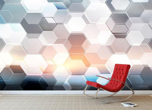 Abstract modern tech hexagon Wall Mural Wallpaper - Canvas Art Rocks - 2