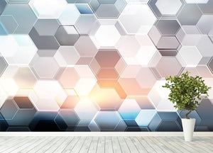 Abstract modern tech hexagon Wall Mural Wallpaper - Canvas Art Rocks - 4