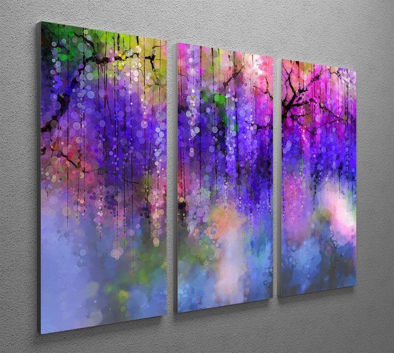 Abstract violet red and yellow color flowers 3 Split Panel Canvas Print - Canvas Art Rocks - 2