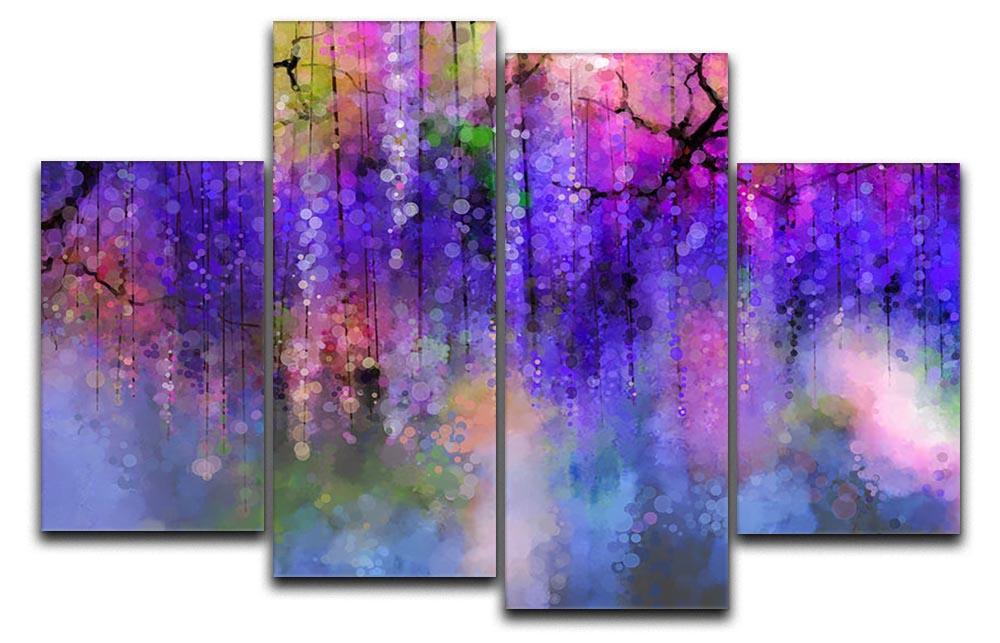 Abstract violet red and yellow color flowers 4 Split Panel Canvas  - Canvas Art Rocks - 1