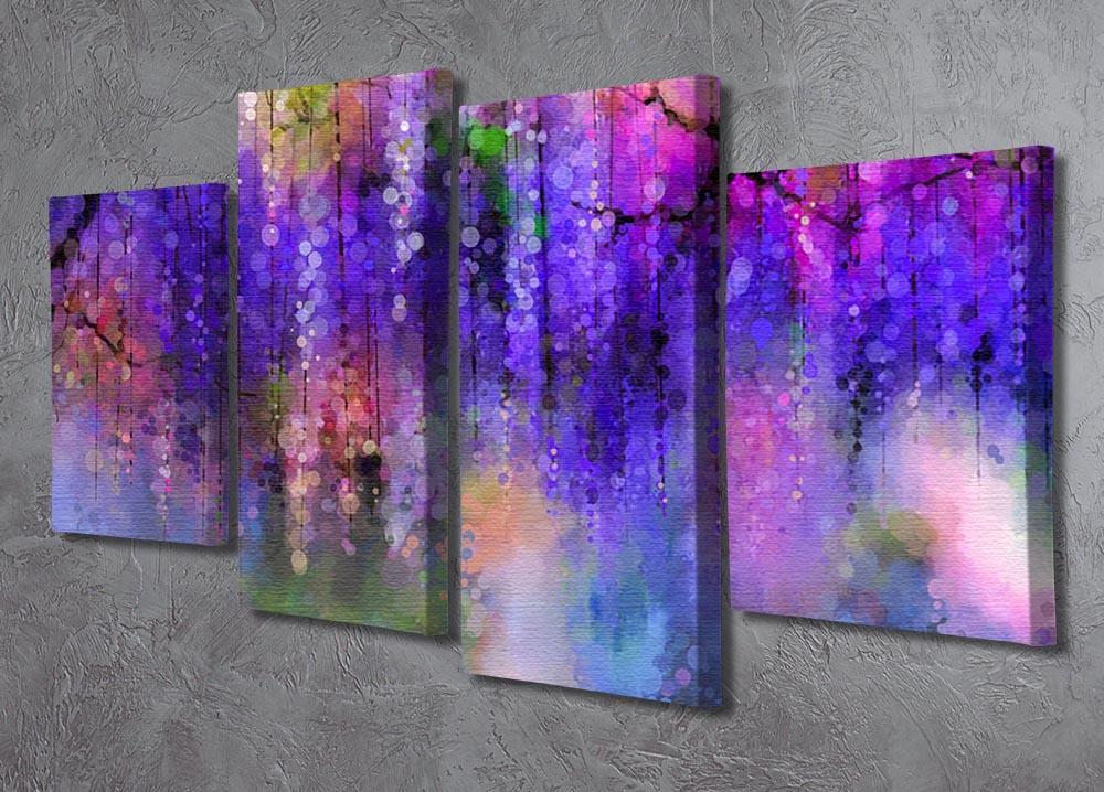 Abstract violet red and yellow color flowers 4 Split Panel Canvas  - Canvas Art Rocks - 2
