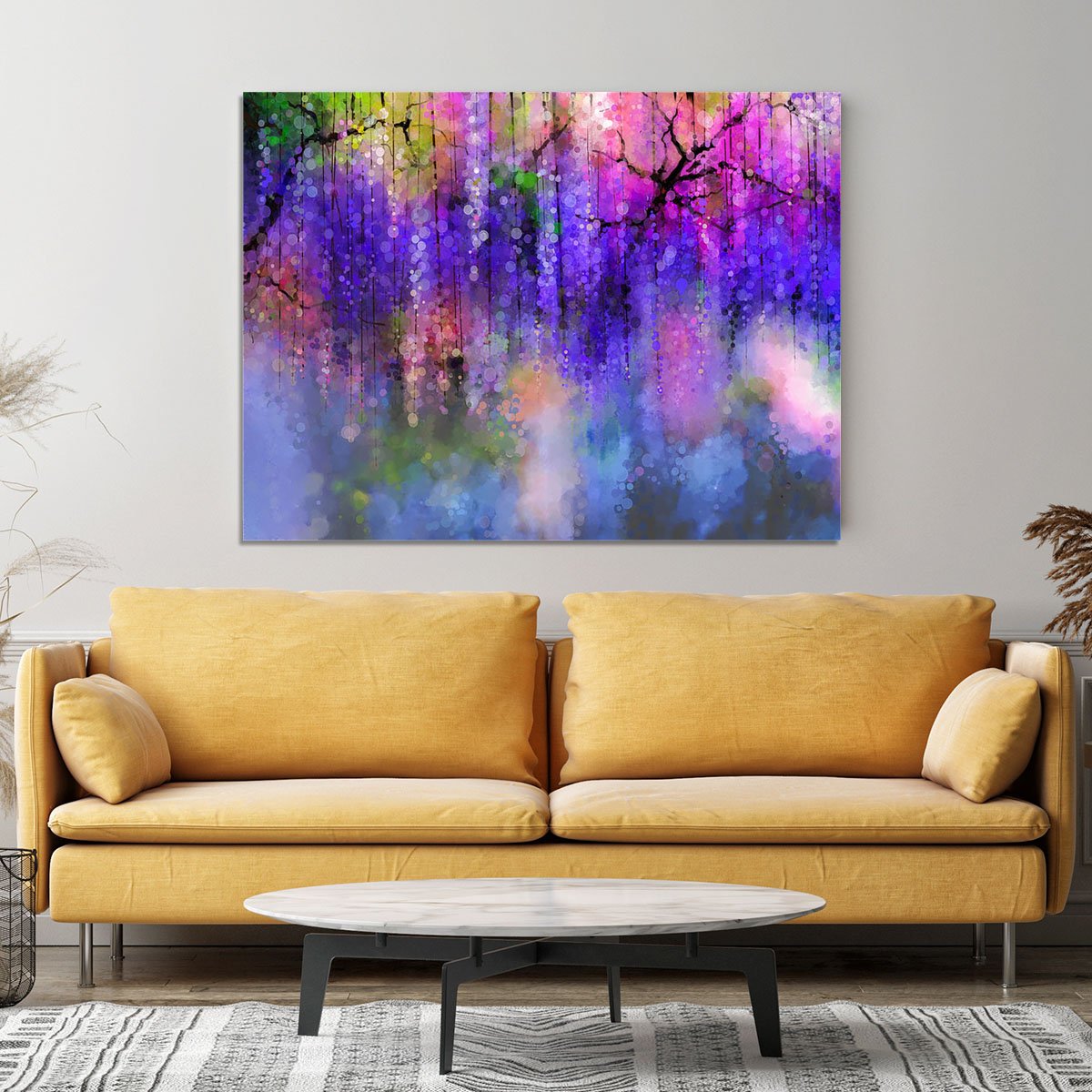 Abstract violet red and yellow color flowers Canvas Print or Poster