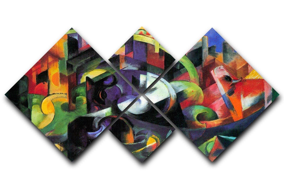 Abstract with cattle by Franz Marc 4 Square Multi Panel Canvas  - Canvas Art Rocks - 1