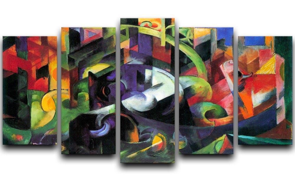 Abstract with cattle by Franz Marc 5 Split Panel Canvas  - Canvas Art Rocks - 1