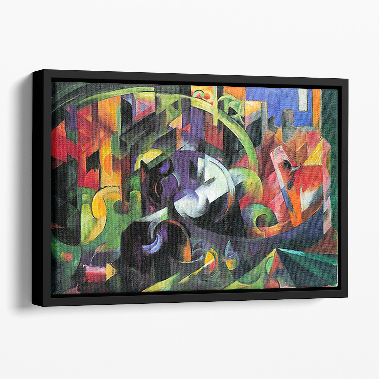 Abstract with cattle by Franz Marc Floating Framed Canvas