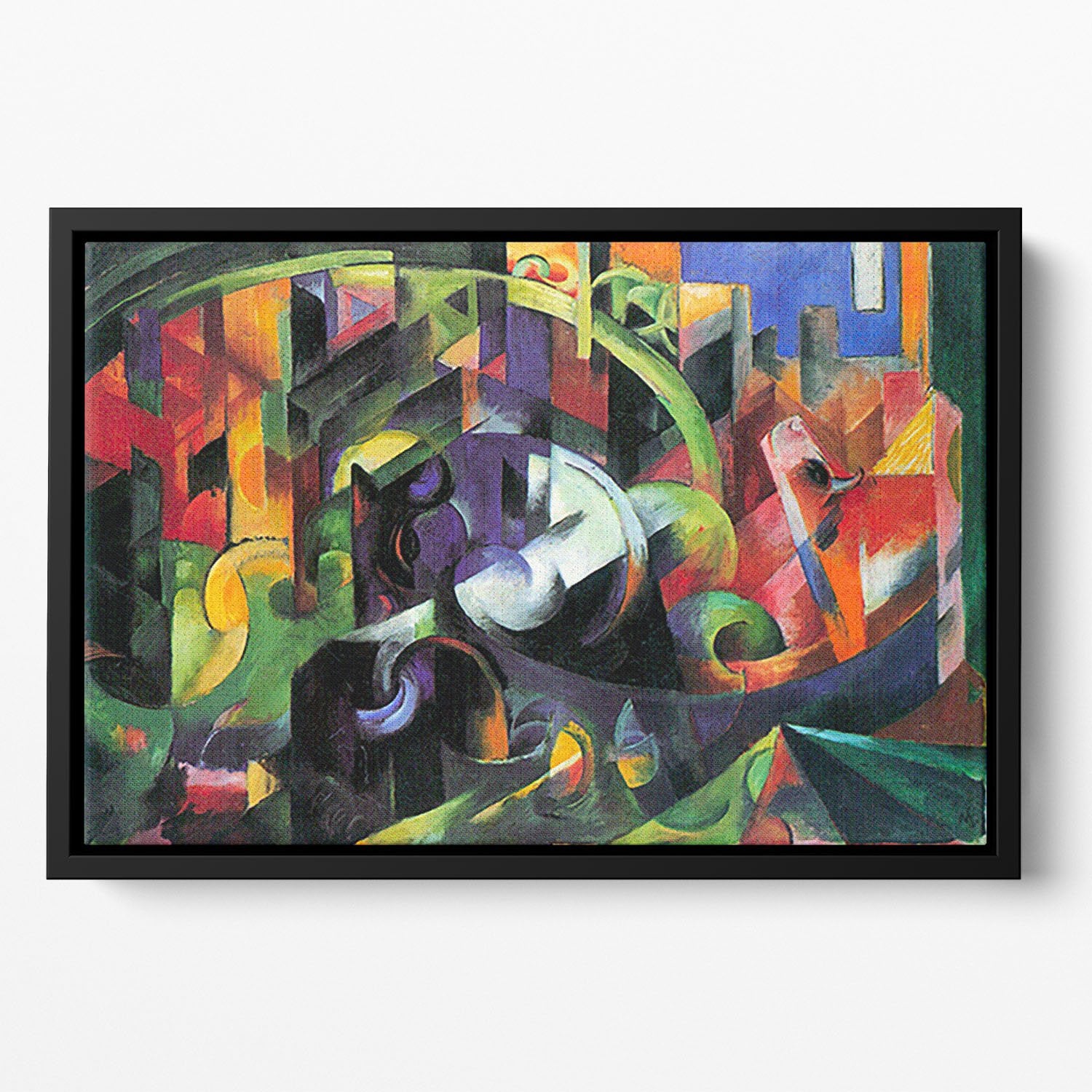 Abstract with cattle by Franz Marc Floating Framed Canvas