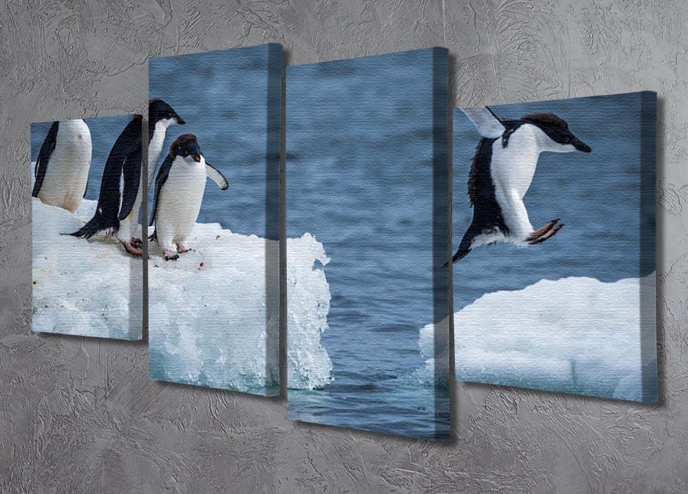 Adelie penguin jumping between two ice floes 4 Split Panel Canvas - Canvas Art Rocks - 2
