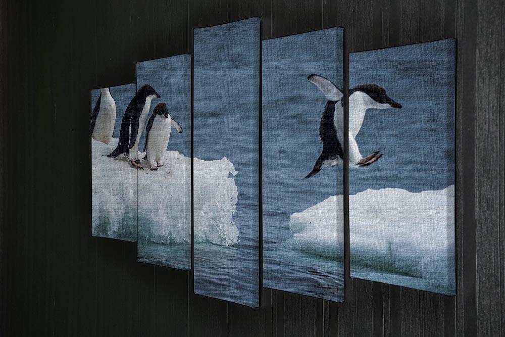 Adelie penguin jumping between two ice floes 5 Split Panel Canvas - Canvas Art Rocks - 2