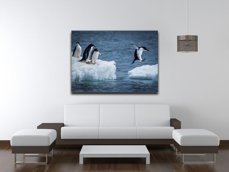 Adelie penguin jumping between two ice floes Canvas Print or Poster - Canvas Art Rocks - 4